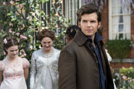 Ruth Gemmell, Florence Hunt, Luke Newton, and Simone Ashley in Bridgerton: Out of the Shadows