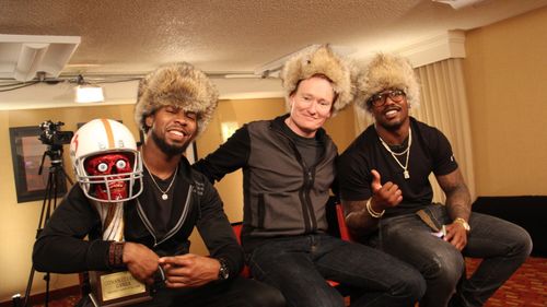 Conan O'Brien, Von Miller, and Josh Norman in Conan (2010)