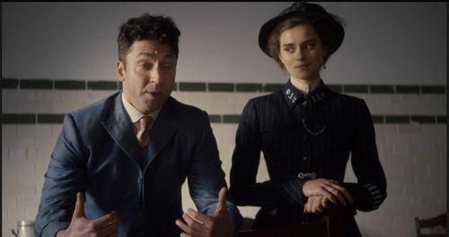 Michael Weston and Rebecca Liddiard in Houdini and Doyle (2016)