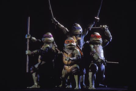 Corey Feldman, David Forman, Josh Pais, Robbie Rist, Michelan Sisti, Leif Tilden, and Brian Tochi in Teenage Mutant Ninj