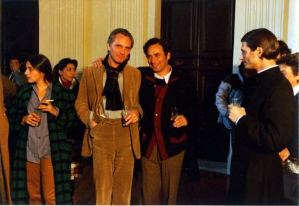 From left: Paula Molina, Terence Stamp, Marcello Aliprandi, Fabrizio Bentivoglio (on the set).