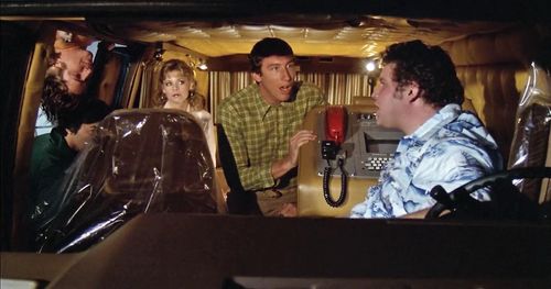 Patricia Alice Albrecht, Brian Frishman, Stephen Furst, Sal Lopez, and Andy Tennant in Midnight Madness (1980)