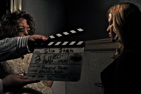 Cassandra Clark and Katrina Sherwood on the set of 