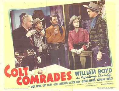 George Reeves, William Boyd, Andy Clyde, Jay Kirby, and Teddi Sherman in Colt Comrades (1943)