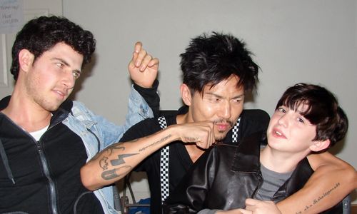 Goofing on the set of 