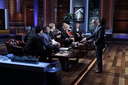 Mark Cuban, Daymond John, Barbara Corcoran, Robert Herjavec, Kevin O'Leary, and Lori Greiner in Shark Tank (2009)