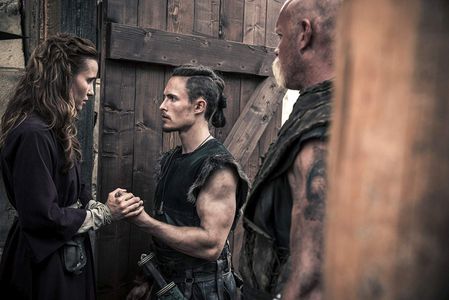Peri Baumeister and Arnas Fedaravicius in The Last Kingdom (2015)