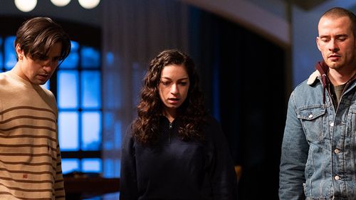 A.J. Simmons, Alex Ozerov-Meyer, and Sydney Ozerov-Meyer in Slasher: Kindred (2021)