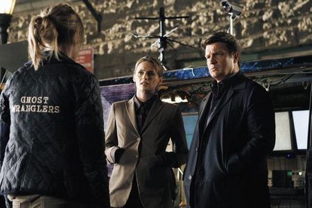 Nathan Fillion, Stana Katic, and Amanda Walsh in Castle (2009)