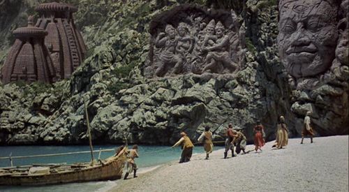 John Phillip Law, Caroline Munro, and Aldo Sambrell in The Golden Voyage of Sinbad (1973)