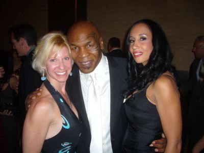 Producer Rachel Klein, Mike Tyson and Kiki Tyson at Las Vegas Mayweather v Pacquiao fight Las Vegas.