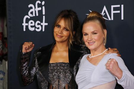 Halle Berry and Valentina Shevchenko at an event for Bruised (2020)