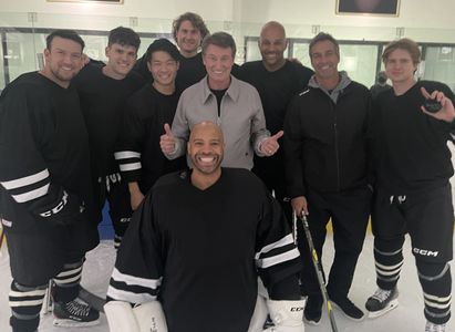 Wayne Gretzky and the boys filming a BET MGM Commercial directed by Peter Berg (2022)
