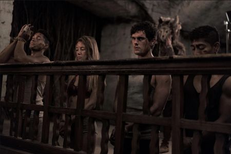 Still of Adain Bradley, Chartlotte Vega, Dylan McTee, and Adrian Favela in Wrong Turn