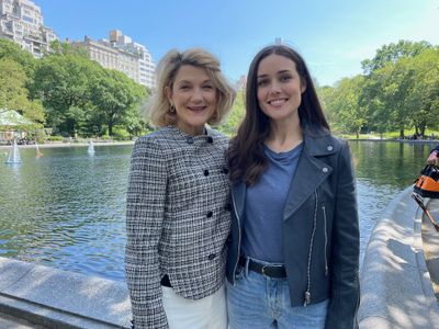 On the set of The Blacklist with Megan Boone.