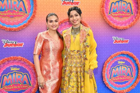 Freida Pinto and Leela Ladnier at an event for Mira, Royal Detective (2020)