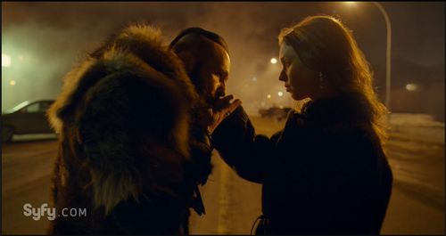 Michael Eklund and Natalie Krill in Wynonna Earp (2016)
