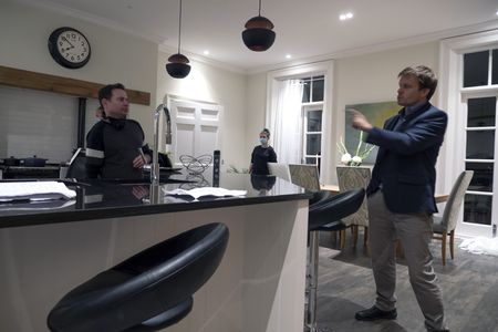 Director Dan Bronzite rehearsing on set of 