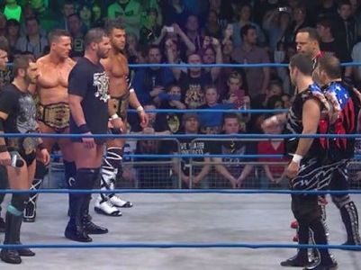 Bobby Roode, Daniel Solwold, Wesley Richards, Antonio Burke Jr., Jessie Godderz, Rob Strauss, and Eddie Edwards in TNA i