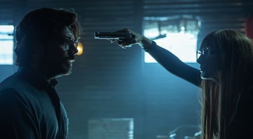 Najwa Nimri and Álvaro Morte in Money Heist: El final del camino (2021)