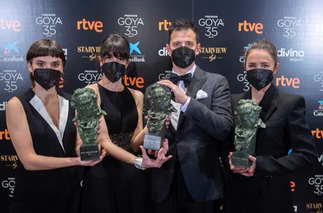 Jone Laspiur, Patricia López Arnaiz, David Pérez Sañudo, and Marina Parés at an event for Premios Goya 35 edición (2021)