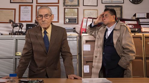 Sergio Chamy, Romulo Aitken, and Maite Alberdi in The Mole Agent (2020)