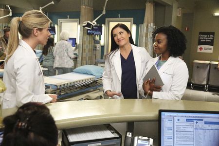Marika Dominczyk, Jerrika Hinton, and Tessa Ferrer in Grey's Anatomy (2005)