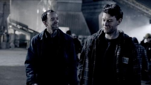 Patrick Fugit and Myke Holmes in Outcast (2016)