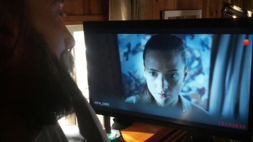 Tamzin Brown and director Kyle Broom shooting Tableau Vivant.