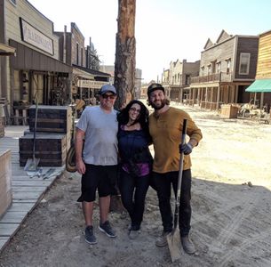 Construction Coordinator Jeff Shewbert, Maria and Head Greensman Forest Terry working on Deadwood