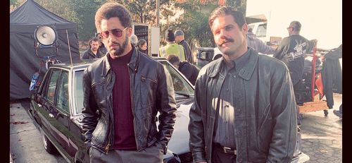 Justin Wade on the set of 