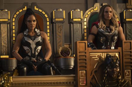 Natalie Portman, Tessa Thompson, and Akosia Sabet in Thor: Love and Thunder (2022)