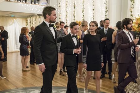 Willa Holland, Stephen Amell, and Jack Moore in Arrow (2012)