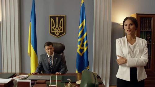 Volodymyr Zelenskyy and Anastasiya Chepelyuk in Servant of the People 2 (2016)