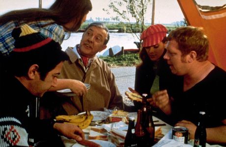 Jacques Tati, Maria Kimberly, Tony Knepper, and Marcel Fraval in Trafic (1971)