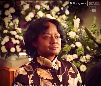 Funeral scene as Auntie Ruth on HIGHTOWN