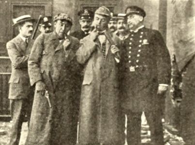 Fred Mace, Alfred Paget, and Mack Sennett in Trailing the Counterfeiter (1911)