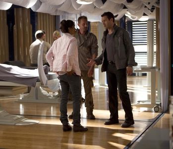 Shelley Conn, Rod Hallett, and Jason O'Mara in Terra Nova (2011)