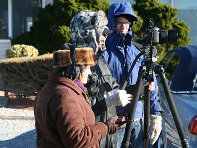 Kim Cummings on set of 