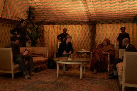 Rosamund Pike, Raad Rawi, Jamie Dornan, and Emil Hajj in A Private War (2018)