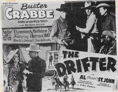 Ray Bennett, Roy Brent, Buster Crabbe, Jack Ingram, Carol Parker, and Wally West in The Drifter (1944)