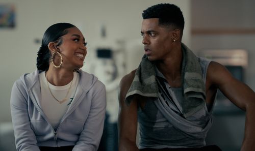 Jazlyn Martin and Jabari Banks in Bel Air (2023)