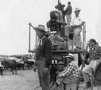 John Wayne, William H. Clothier, and Harrold Weinberger in The Alamo (1960)
