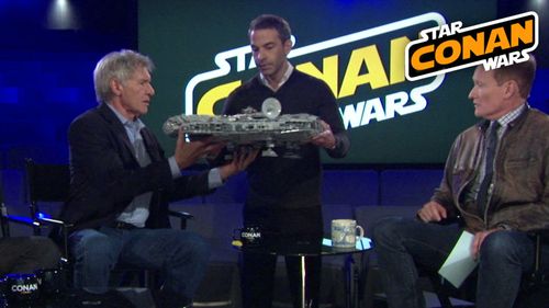 Harrison Ford, Conan O'Brien, and Jordan Schlansky in Conan (2010)