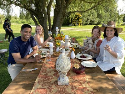 On set of 'Kiss the Cook'
