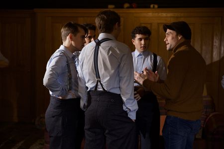 Director Dominic Higgins on set of the Shamrock Spitfire.