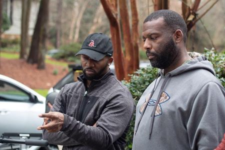DP French Spencer and Ri-Karlo Handy on the set of Hope Village