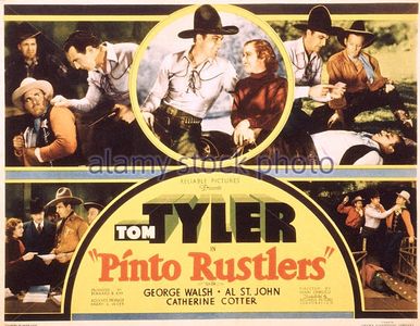 Marie Burton, George Chesebro, Al St. John, Tom Tyler, and George Walsh in Pinto Rustlers (1936)