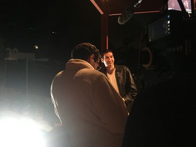 Directing on set.