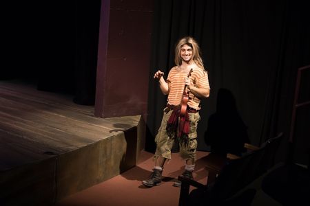 Emilio Ferreira as Smee in Peter and the Starcatcher in December of 2019 at John Abbott College’s Casgrain Theatre